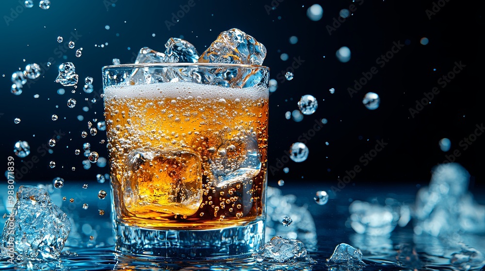 Refreshing Glass of Carbonated Beverage with Ice Refreshing Glass of Carbonated Beverage with Ice