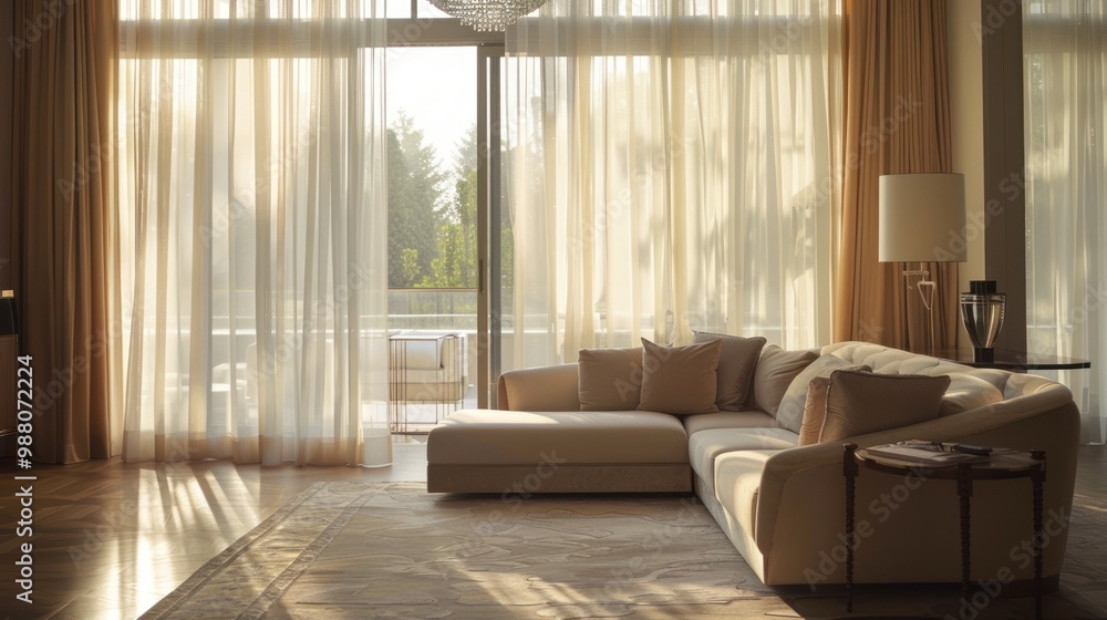 Fototapeta premium Sunlit Living Room Interior Design
