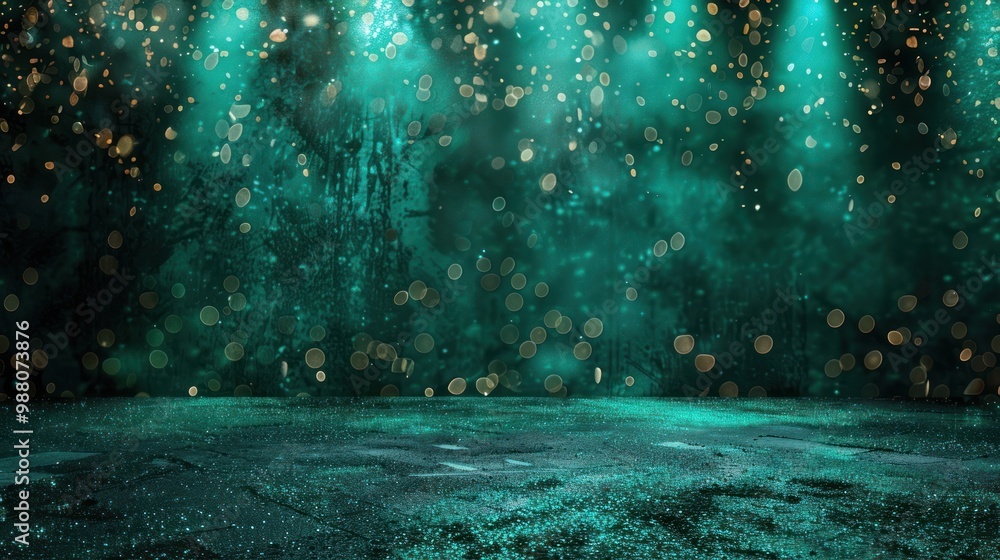 Obraz premium Abstract Green Background With Glowing Lights