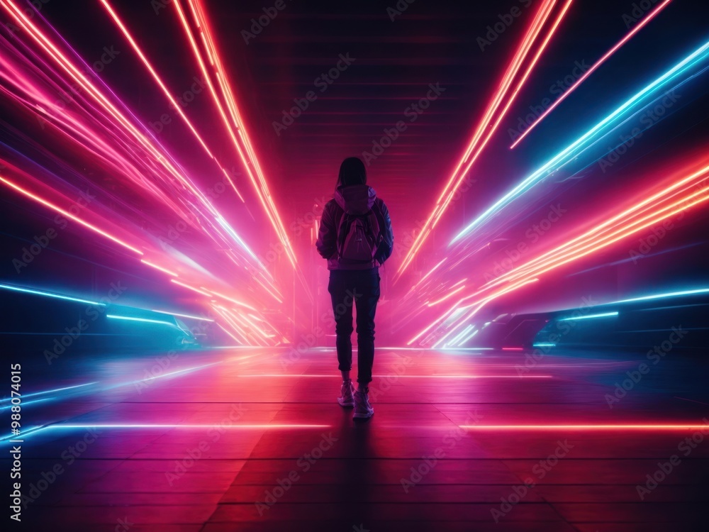 Bright light beams, laser rays, neon glow effect. Bright light beams, laser rays, neon glow effect.