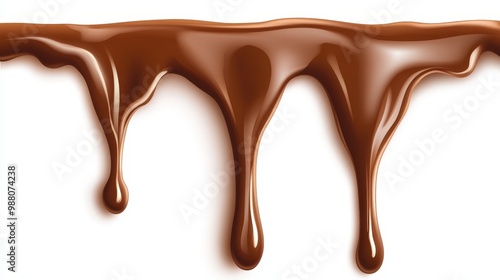 Elegant Minimalist Vector Illustration of Melting Chocolate Dripping with Texture Detail on White Background