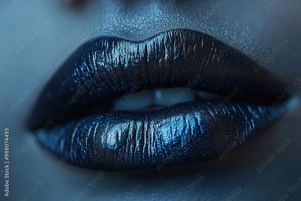 Close-Up of Deep Black Lips with a Vibrant and Vivid Appearance on a Smooth Surface Background Close-Up of Deep Black Lips with a Vibrant and Vivid Appearance on a Smooth Surface Background