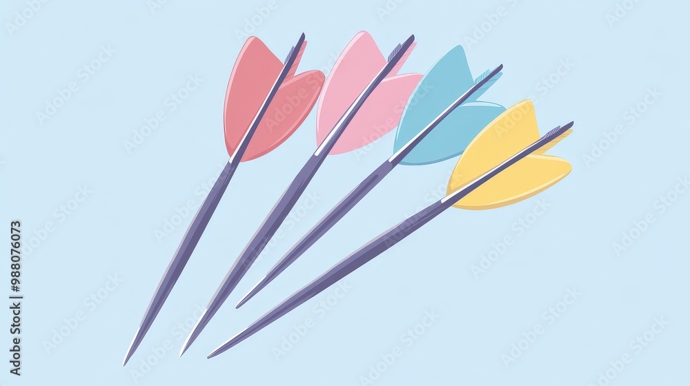 Modern Flat Design Darts Arrows Set on Transparent Background in Pastel Colors | Simple Minimalist 2D Vector Graphics Modern Flat Design Darts Arrows Set on Transparent Background in Pastel Colors | Simple Minimalist 2D Vector Graphics