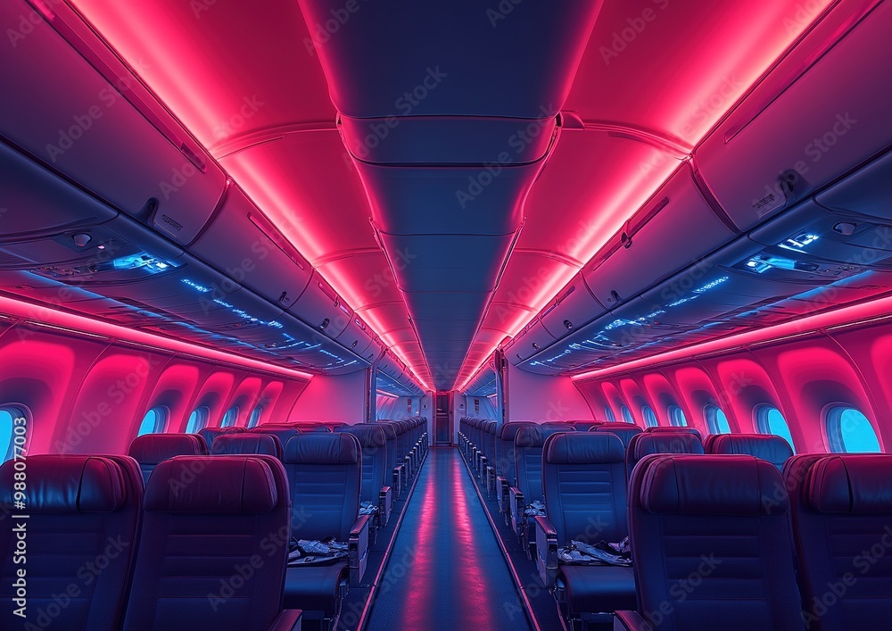 Modern Airplane Interior Featuring Vibrant Design and Comfort Elements for Enhanced Travel Experience Modern Airplane Interior Featuring Vibrant Design and Comfort Elements for Enhanced Travel Experience