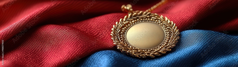 Fototapeta premium Vivid Award Ribbon in Rich Colors for Celebrations, Achievements, and Recognition Events