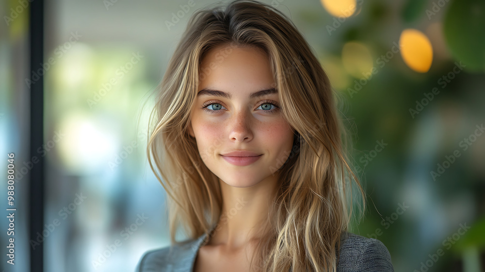 Professional Businesswoman in Modern Office Setting with Even Lighting and Neutral Color Palette Professional Businesswoman in Modern Office Setting with Even Lighting and Neutral Color Palette