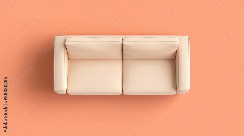 Minimalistic Top-Down View Sofa Vector Illustration in Soft Pastel Tones on Transparent Background Minimalistic Top-Down View Sofa Vector Illustration in Soft Pastel Tones on Transparent Background