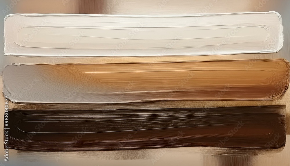 Set of horizontal brush strokes in different shades of brown, texture and abstract white Set of horizontal brush strokes in different shades of brown, texture and abstract white