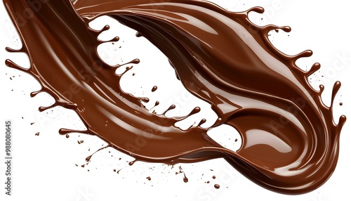 Decadent Brown Chocolate Splash Against a Crisp White Background