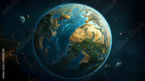 A terraformed planet now features a patchwork of biomes from earth, each zone a living museum of ecological history and conservation. terraforming. illustration. Terraforming Planet. Illustration photo