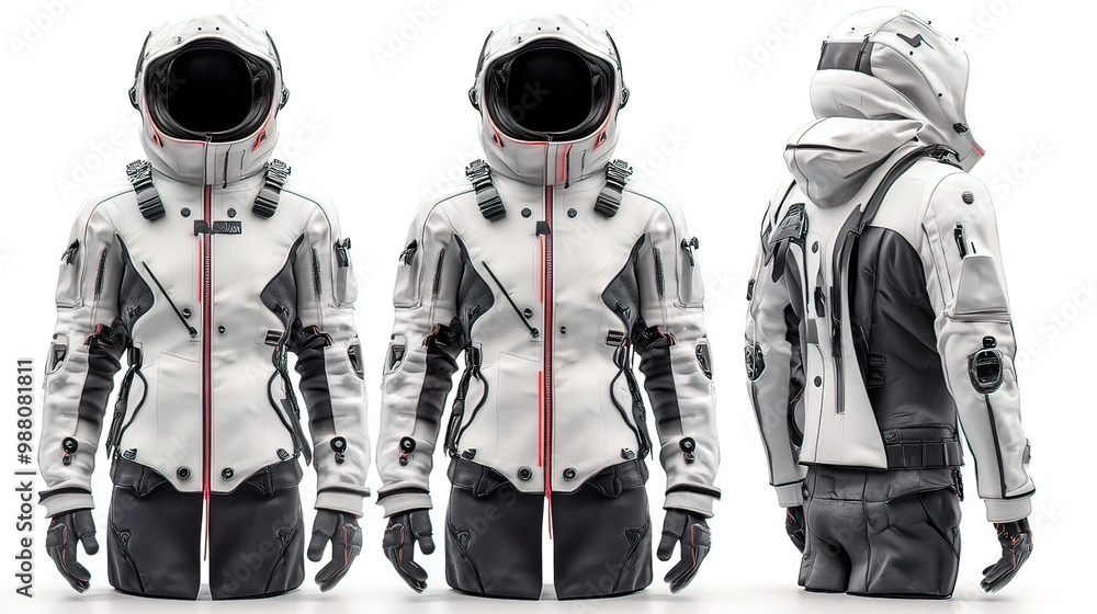 Futuristic Space Suit Design Rendered in White and Black Futuristic Space Suit Design Rendered in White and Black