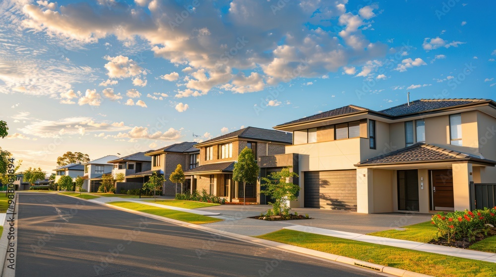 Obraz premium Suburban Homes in the Golden Hour