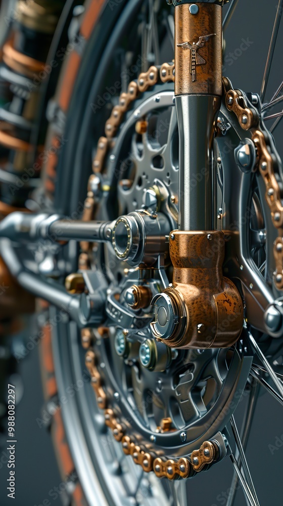 Close-up of a Custom Motorcycle Engine