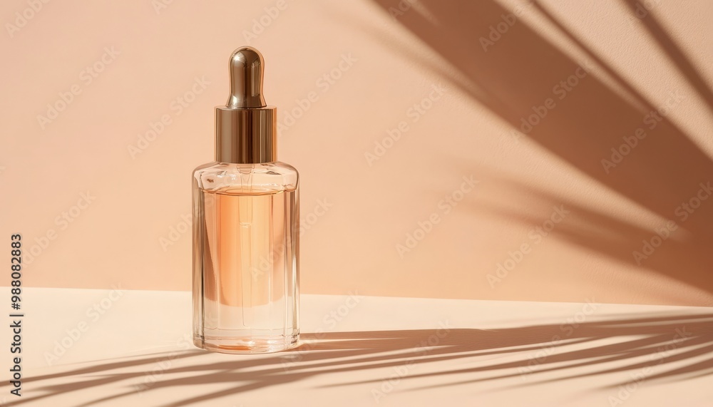 Dropper Bottle with Palm Leaf Shadow. Dropper Bottle with Palm Leaf Shadow.