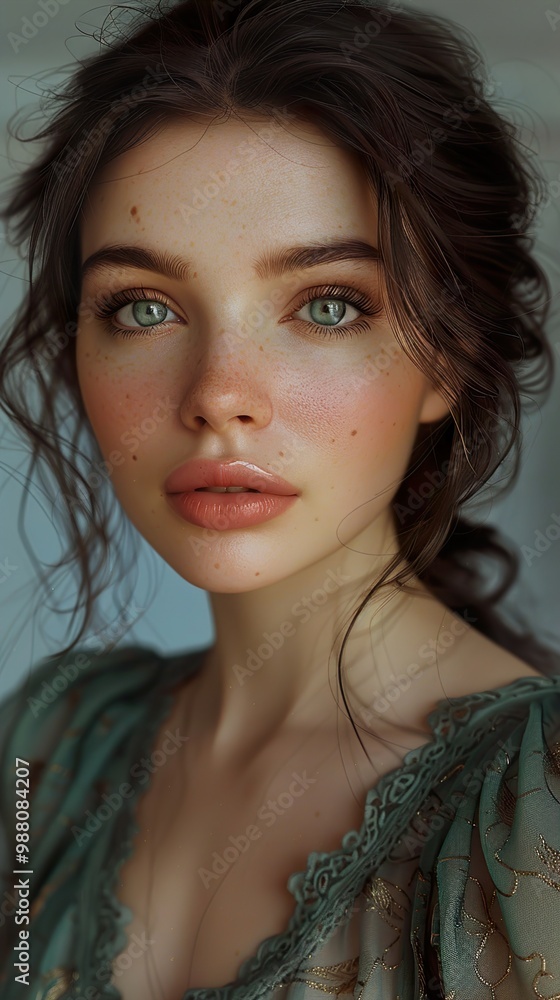 Portrait of a Beautiful Woman with Green Eyes Portrait of a Beautiful Woman with Green Eyes