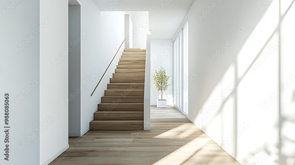 Modern Minimalist Staircase in a White Interior Modern Minimalist Staircase in a White Interior