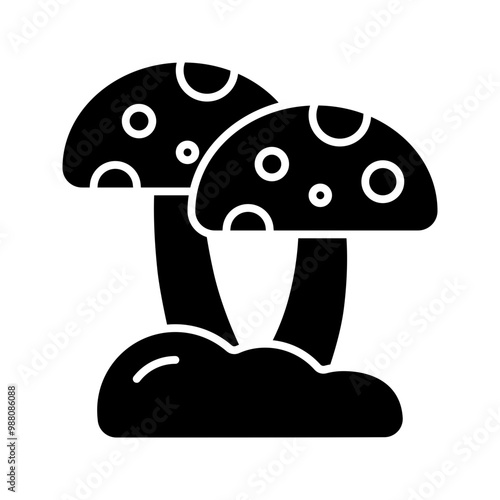 Mushroom icon. mushroom, fungi, fungus, muscaria, amanita, nature, autumn, forest. Vector icon illustration