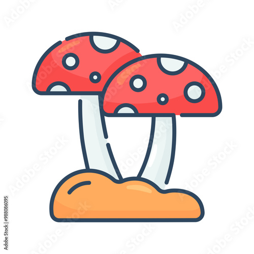 Mushroom icon. mushroom, fungi, fungus, muscaria, amanita, nature, autumn, forest. Vector icon illustration