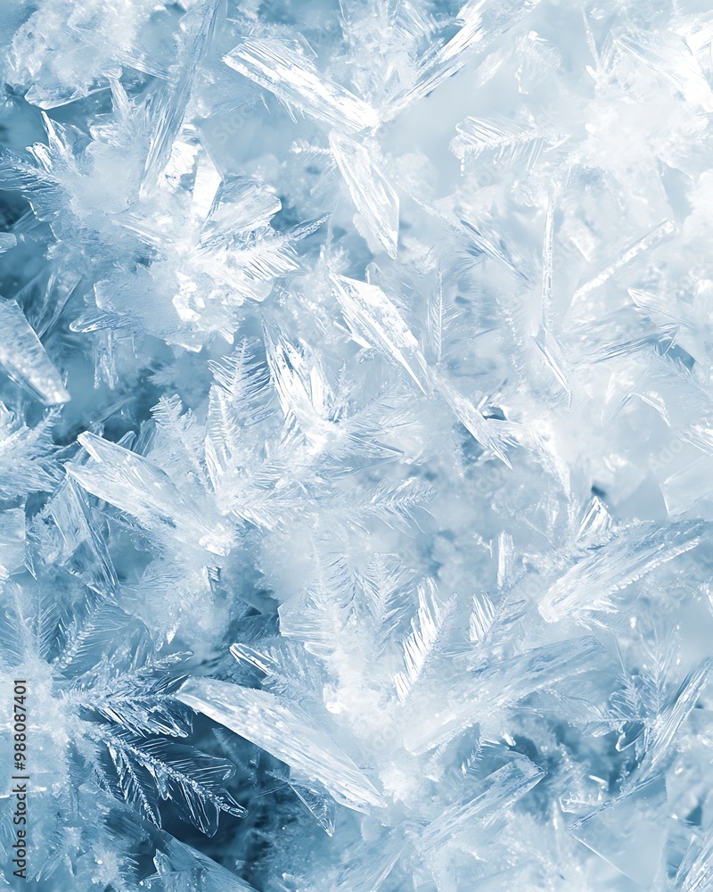 Obraz premium Chilling Ice Element Wallpaper with Crystalline Formations, Frost Patterns, and Snowflakes in a Cold and Serene Atmosphere