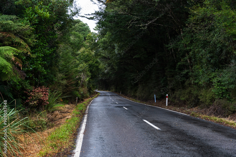 View of the scenic highway towards Turoa - the Ohakune Mountain Road View of the scenic highway towards Turoa - the Ohakune Mountain Road