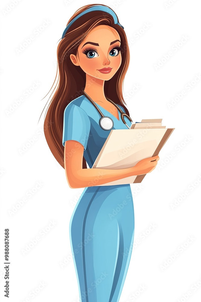 Doctor holding a file, professional and beautiful, vector illustration. Doctor holding a file, professional and beautiful, vector illustration.