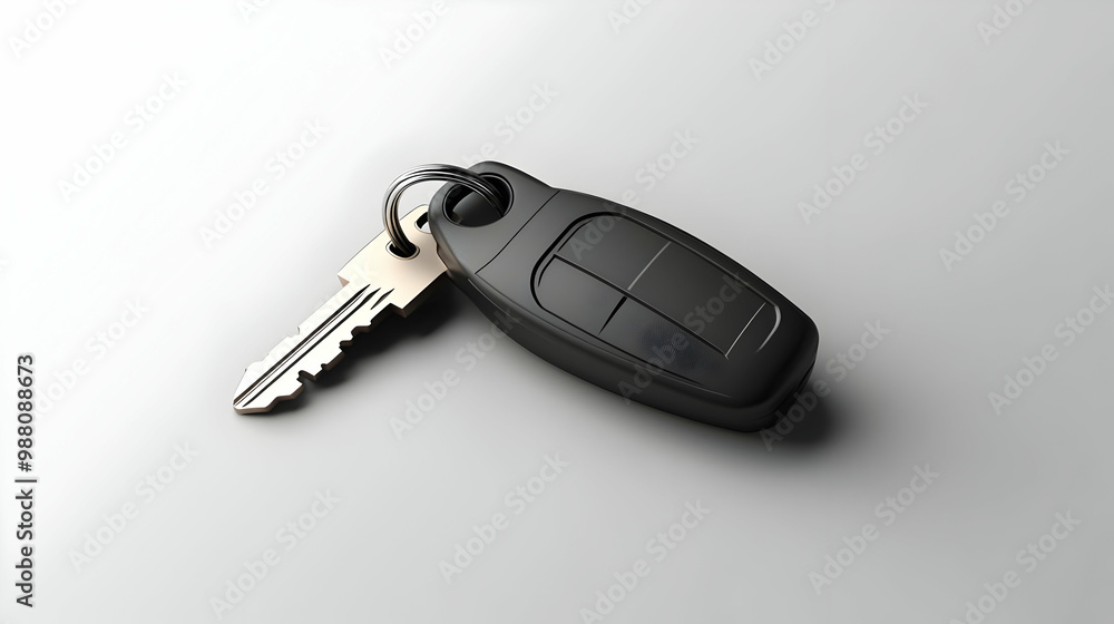 Car key with remote, isolated on a white background. Car key with remote, isolated on a white background.