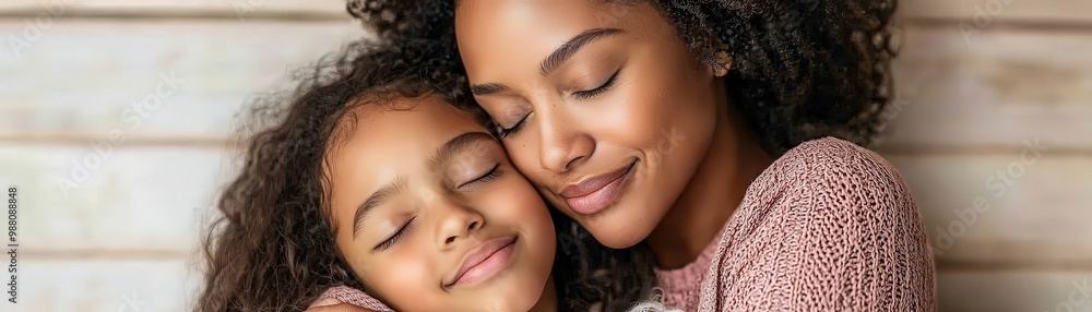 Black Mother Embracing Daughter With Love Black Mother Embracing Daughter With Love