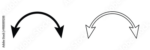 Transparent PNG available
Dual semi circle arrow. Vector illustration. Semicircular curved thin long double ended arrow. Dual sided arrow Vector eps 10.