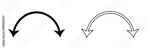 Transparent PNG available
Dual semi circle arrow. Vector illustration. Semicircular curved thin long double ended arrow. Dual sided arrow Vector eps 10.