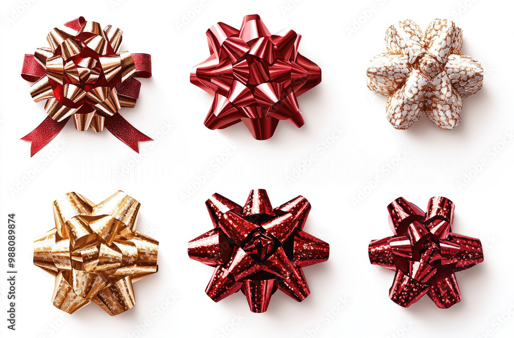 A Collection of Christmas Bows in Various Sizes and Colors Perfect for Holiday Gift Wrapping A Collection of Christmas Bows in Various Sizes and Colors Perfect for Holiday Gift Wrapping