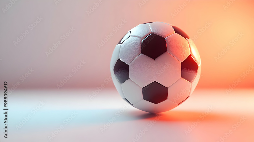 A close-up of a soccer ball on a textured surface with soft lighting highlights. A close-up of a soccer ball on a textured surface with soft lighting highlights.