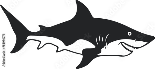 Vector a shark fish on a silhouette, white background image,Art & Illustration.