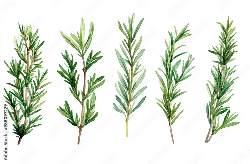 A Series of Rosemary Sprigs in Various Forms for a Minimalistic and Herbal-Inspired Design A Series of Rosemary Sprigs in Various Forms for a Minimalistic and Herbal-Inspired Design