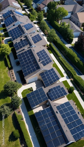 neighborhood suburban harging houses car electric beautiful solar panels residential  solar panel house home electric car charging exterior power energy estate modern architecture photovoltaic photo