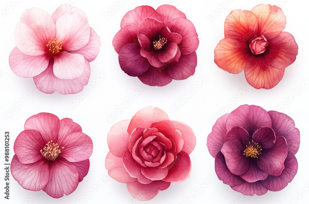 A Variety of Camellia Blossoms in Different Forms for a Beautiful and Refined Floral Arrangement A Variety of Camellia Blossoms in Different Forms for a Beautiful and Refined Floral Arrangement