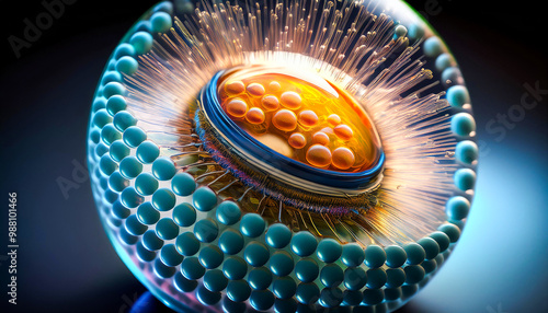 Fototapeta Naklejka Na Ścianę i Meble -  Liposome structure cell 3D rendering. Ai