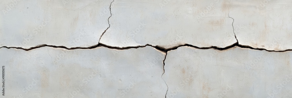 Obraz premium Weathered Concrete Wall with Cracks - A detailed texture of a concrete wall with cracks, showcasing the passage of time and the elements. It represents strength, resilience, and the beauty of imperfec
