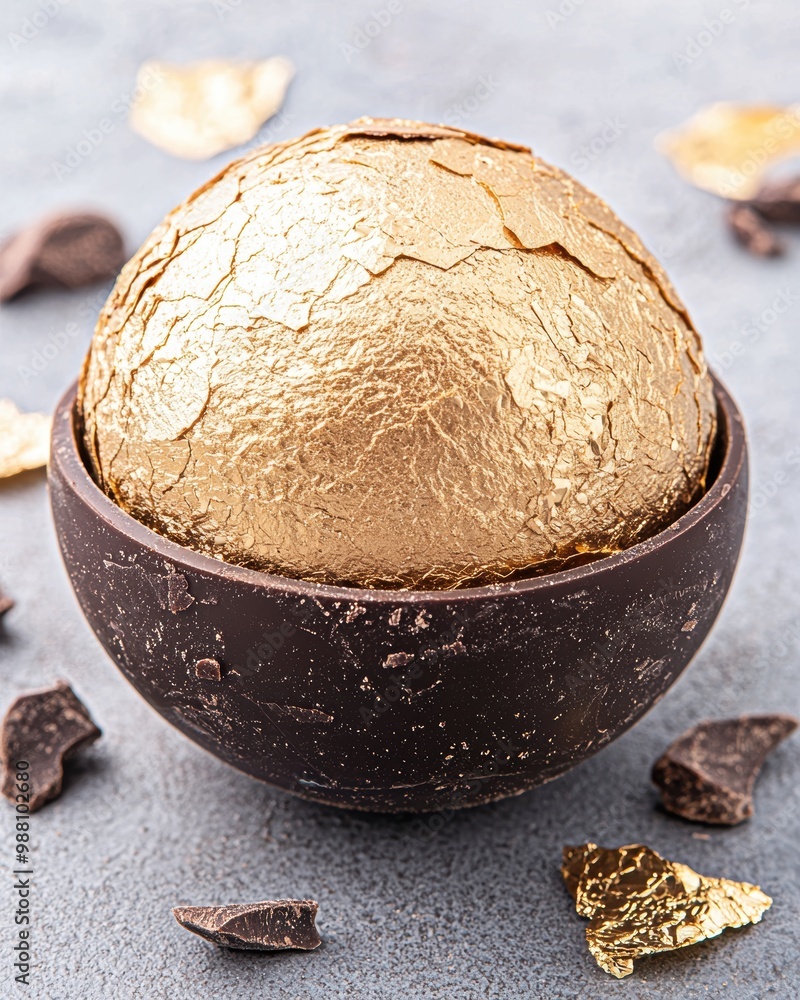 Gourmet golden chocolate dessert in bowl Gourmet golden chocolate dessert in bowl