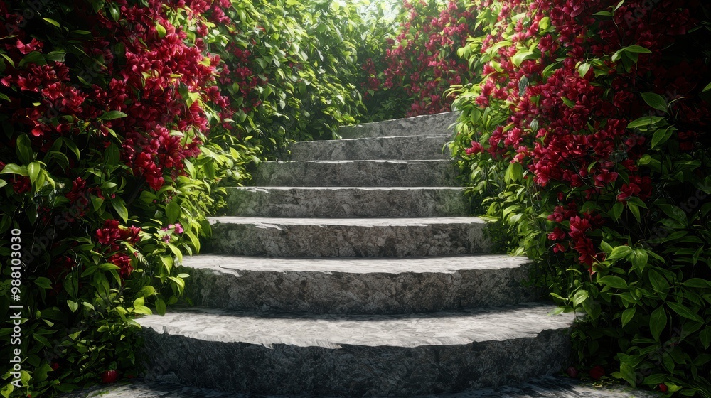 Enchanting garden pathway with vibrant flowers Enchanting garden pathway with vibrant flowers