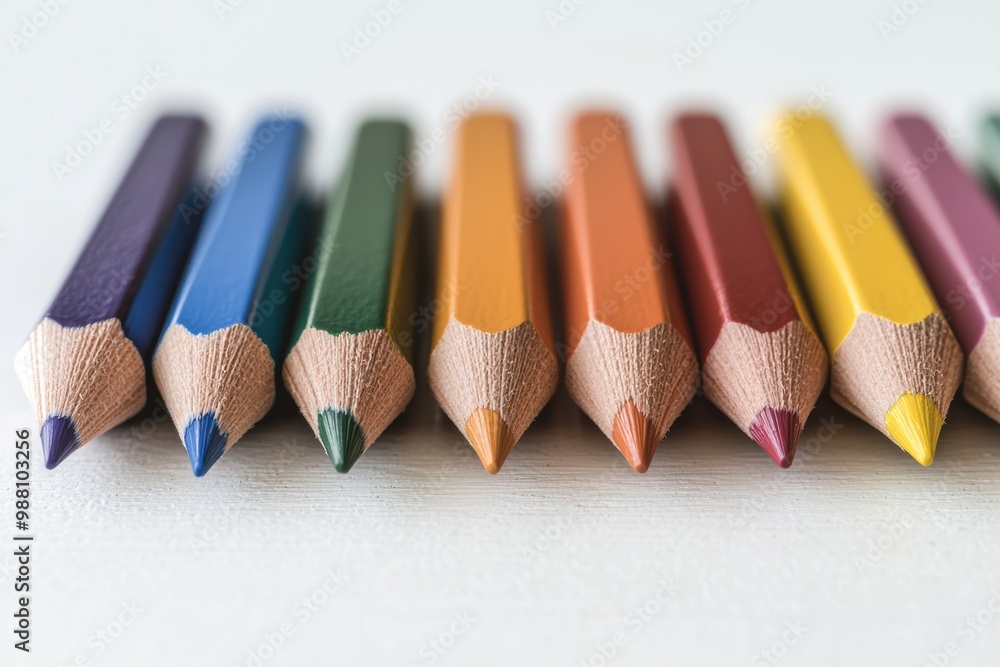 Colorful pencils arranged in a row Colorful pencils arranged in a row