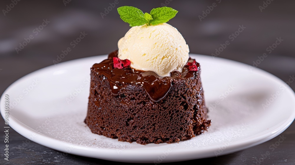 Decadent chocolate lava cake with ice cream Decadent chocolate lava cake with ice cream
