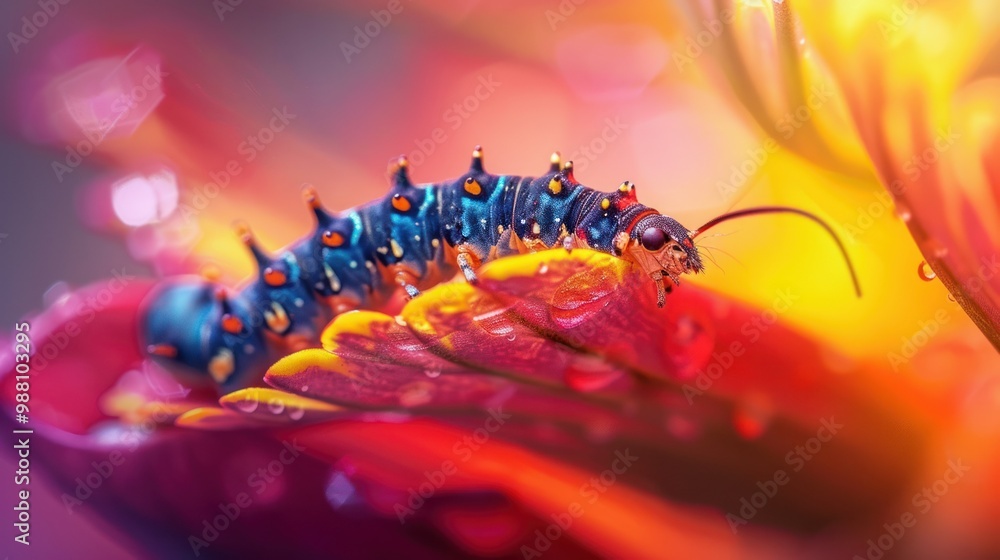 Vibrant Caterpillar on a Flower Vibrant Caterpillar on a Flower