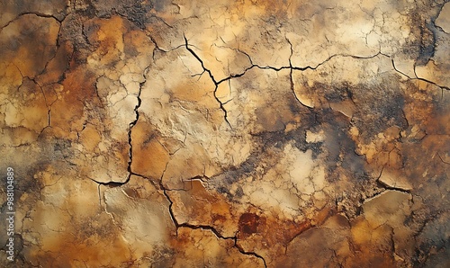 Full-Frame Cracked Earth Texture Wallpaper with Deep Fissures and Dry Brown and Ochre Tones