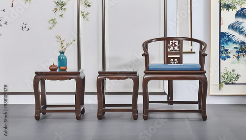 Classic Chinese-style chair, exhibiting Eastern charm photo