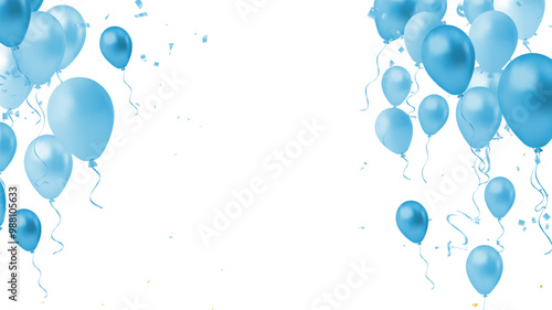 Realistic Colorful Balloons Blue Isolated on Transparent  Background. Vector Illustration a white background with holographic iridescent effect.