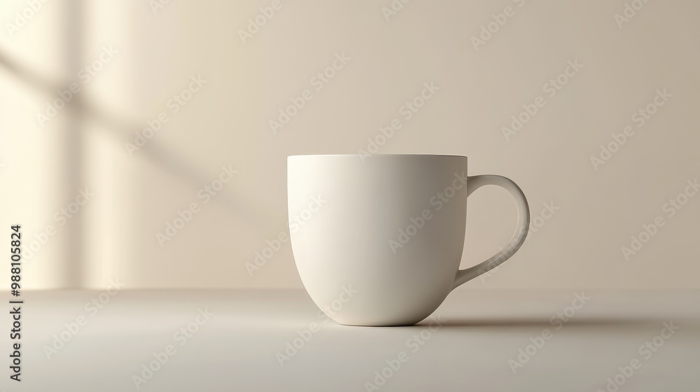 Obraz premium Minimalist White Coffee Mug in Soft Lighting