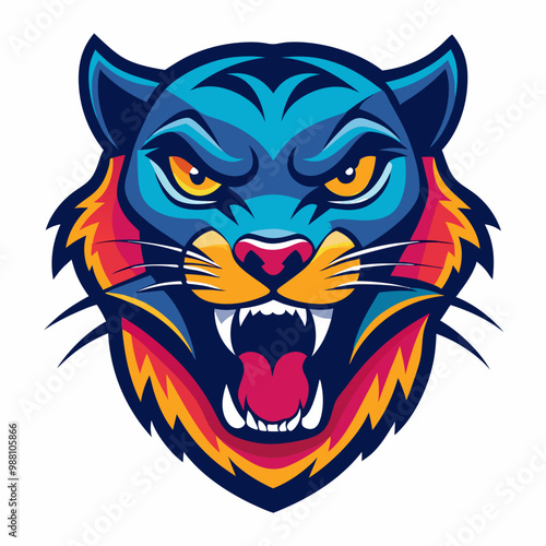 Wallpaper Mural an angry panther with a colorful head vector design with a white background  Torontodigital.ca