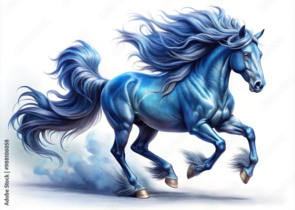 A majestic blue stallion with flowing mane and gleaming eye charges forward, powerful strides echoing through the land, horn leading the way with quiet confidence. A majestic blue stallion with flowing mane and gleaming eye charges forward, powerful strides echoing through the land, horn leading the way with quiet confidence.