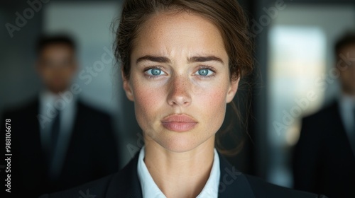 Serious businesswoman with intense expression