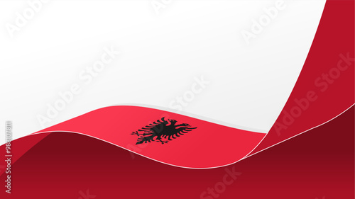 wavy Albania flag vector background with copy space for text. albania national day